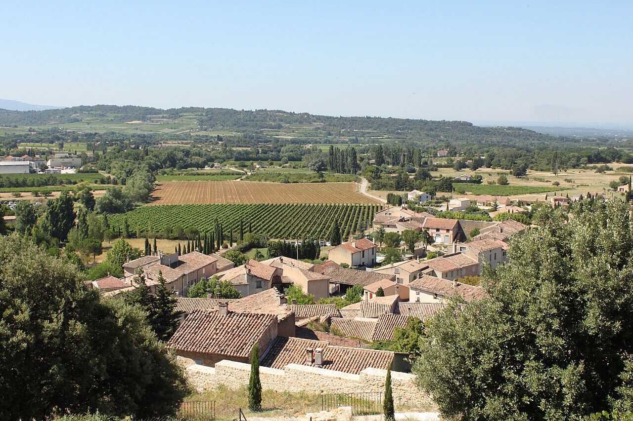 The rooftops of Bédoin and the vineyards, seen from the top of the village