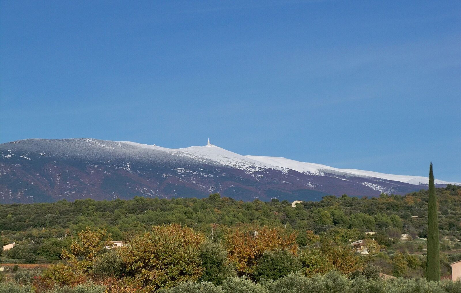 Snow-capped Mont Ventoux seen from Mazan